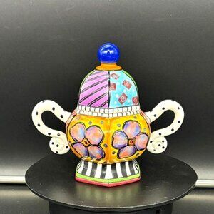 Vintage Prospero Designworks Whimsical Hand Painted Ceramic Sugar Bowl with Lid